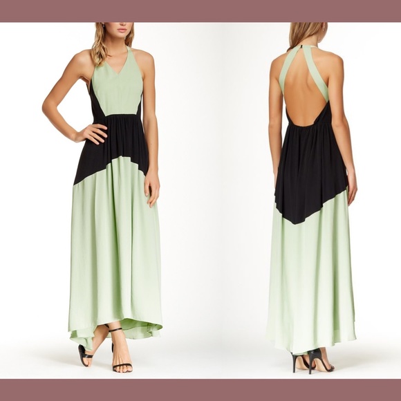 NEW $695 Tibi New York Colorblock Open Back‎ Hi-Lo Dress in Mojito [SZ 2 ] - Picture 1 of 6